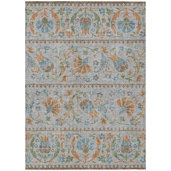 Chantille Machine Washable Indoor/Outdoor Abstract ACN2480 Silver 3 ft. x 5 ft. Area Rug