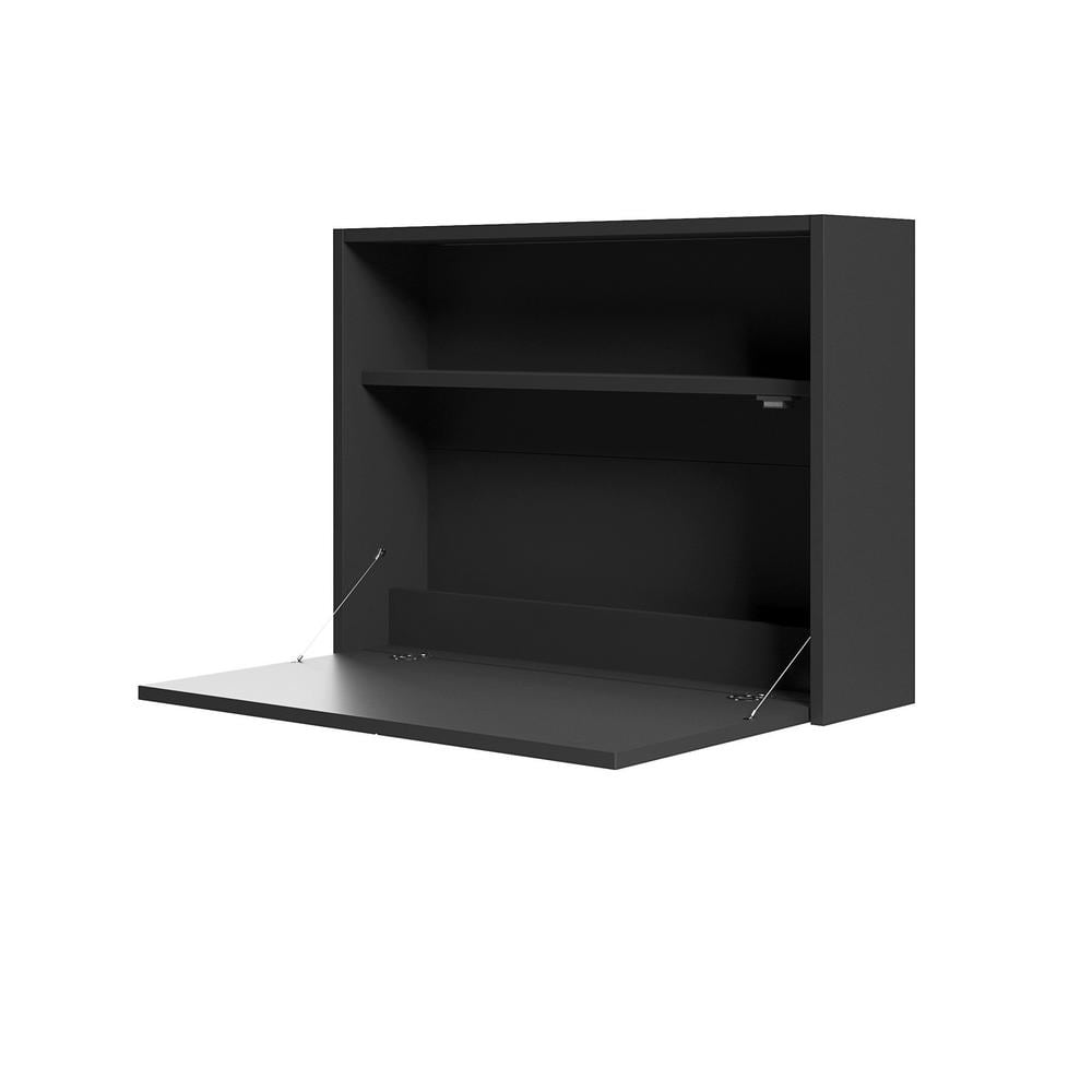 Nexera Slim 27 in. Rectangular Black Wood Secretary Desk with Drop Down ...