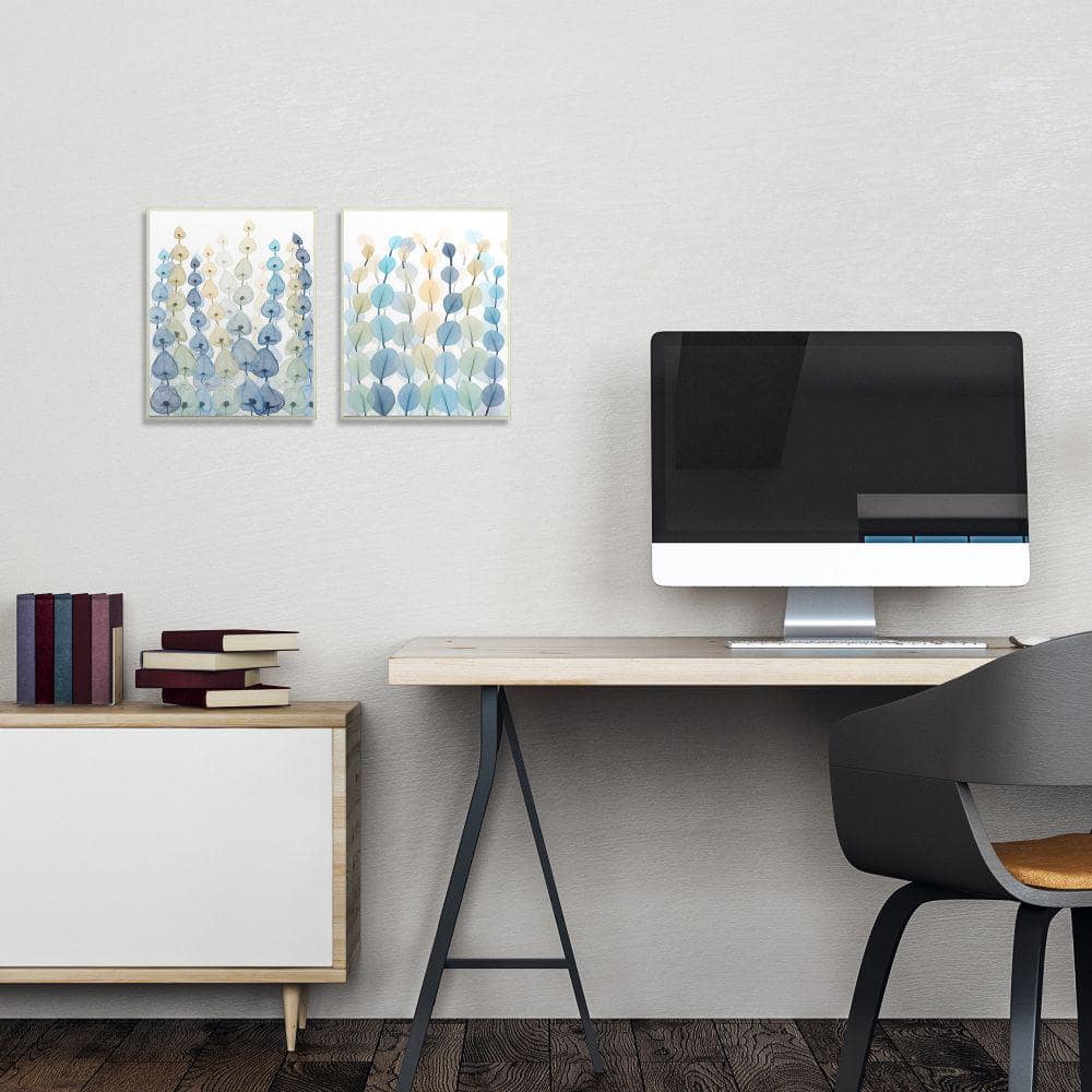 Blue and Green Botanical Canvas Art Set, 10 x 15, MDF Frame