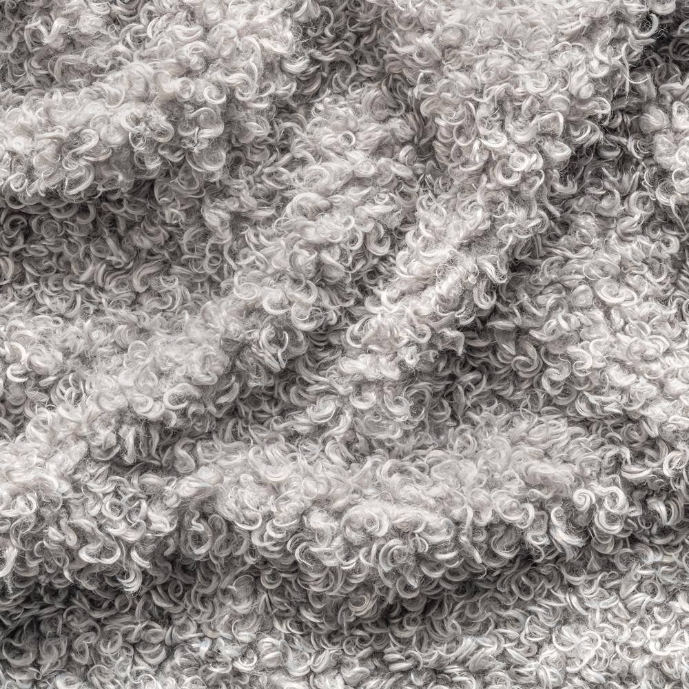 Easy-Care Reversible Light Grey Faux Sheepskin Shag Rug 3' x 5'