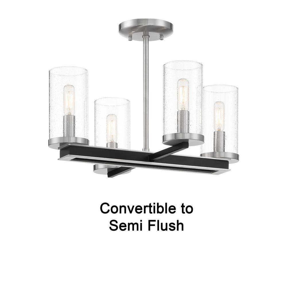Contemporary Brushed Nickel 4-Light Glass Pendant