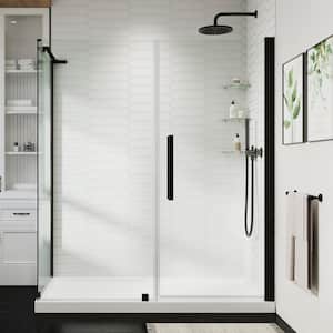 Pasadena 60 in. L x 36 in. W x 75 in. H Corner Shower Kit w/Pivot Frameless Shower Door in ORB w/Shelves and Shower Pan