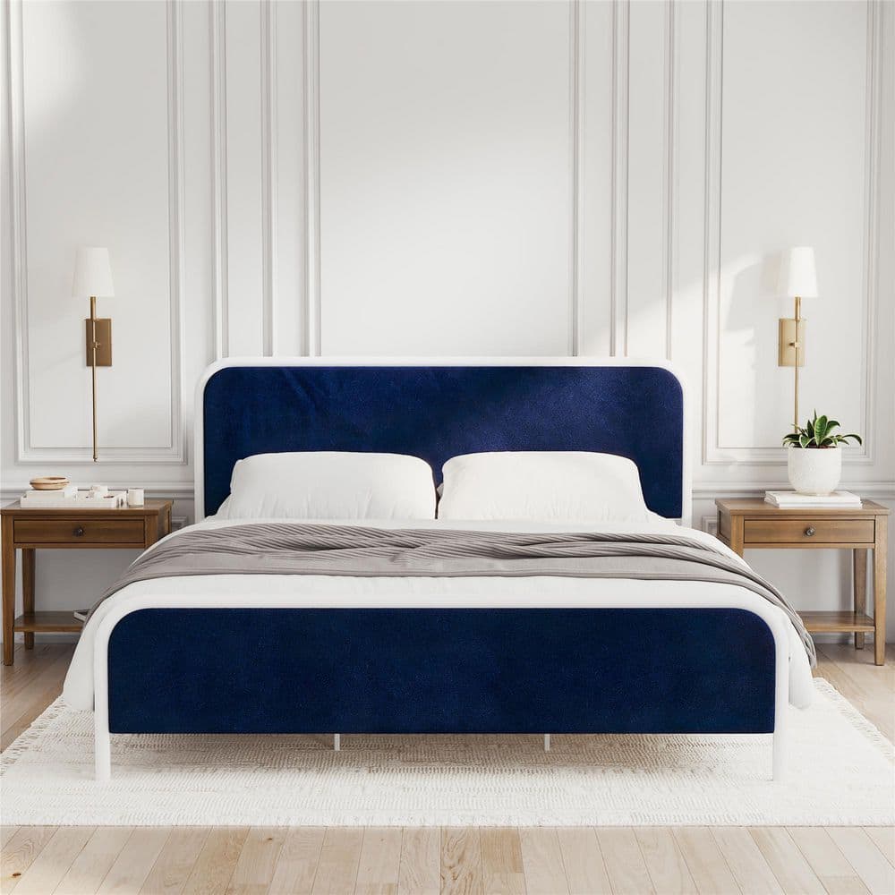 Tallulah Upholstered Platform Bed Frame, King, Navy price history on PriceWatchPro