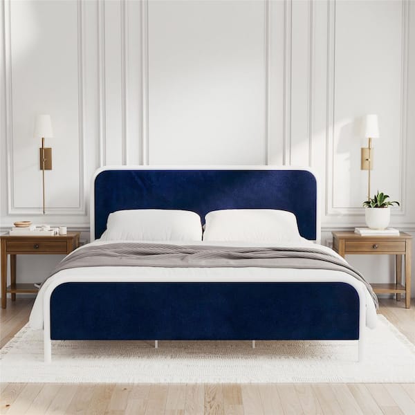 Novogratz Tallulah Upholstered Platform Bed Frame, King, Navy