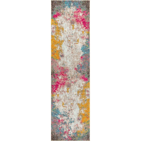 Contemporary POP Modern Abstract Multi/Yellow 2 ft. 3 in. x 8 ft. Runner Rug