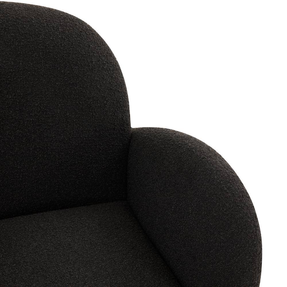 Elegant Black Boucle Wood Accent Chair with Curved Back