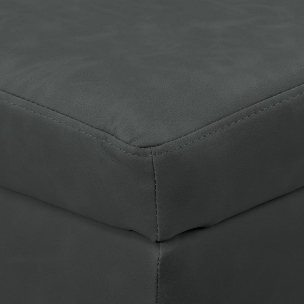 Linden Square Black Fabric Storage Ottoman with Metal Legs