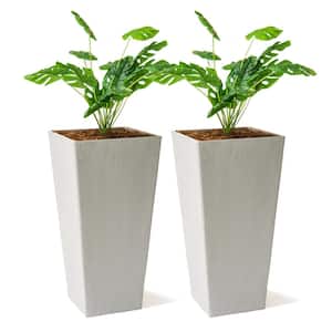 30 in. Tall Modern Square Planter, Tapered Floor Planter for Indoor and Outdoor, Patio Decor, Set of 2, Gray