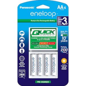 eneloop Advanced Individual Battery 3-Hour Quick Charger with 4 AA eneloop Rechargeable Batteries Included
