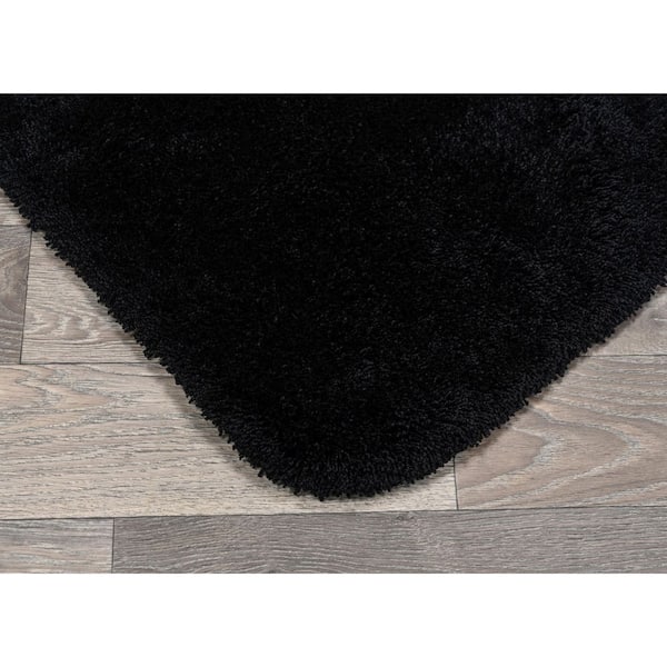 Finest Luxury Black 21 in. x 34 in. Washable Bathroom 3-Piece Rug Set