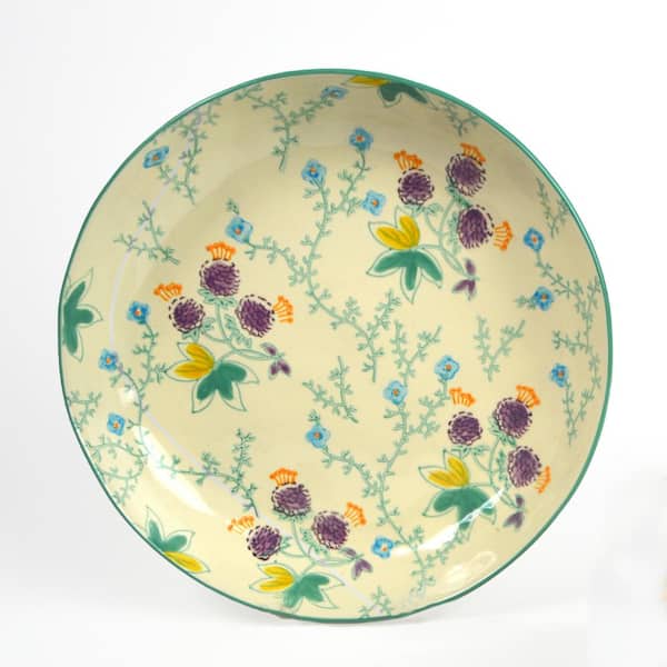 Euro Ceramica Ella 28 fl. oz. Turquoise Multi-Colored Stoneware Dinner Bowls (Set of 2)