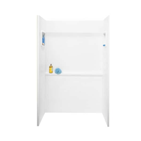 Swan 34 in. x 48 in. x 72 in. 3-Piece Direct-to-Stud Alcove Shower Surround in Bone