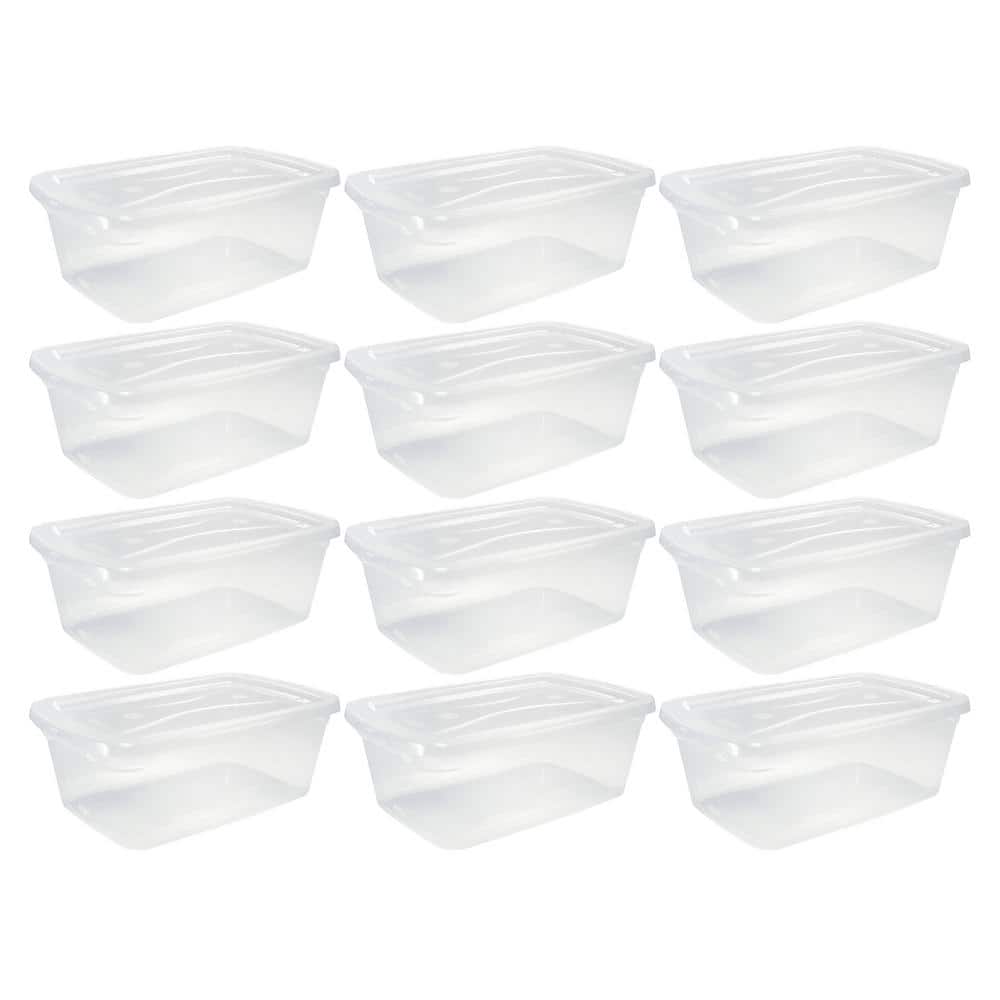 Rubbermaid 6 Qt. Latching Plastic Storage Tote Container and Lid, Clear (12-Pack) -  180296