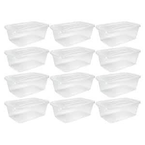6 Qt. Latching Plastic Storage Tote Container and Lid, Clear (12-Pack)
