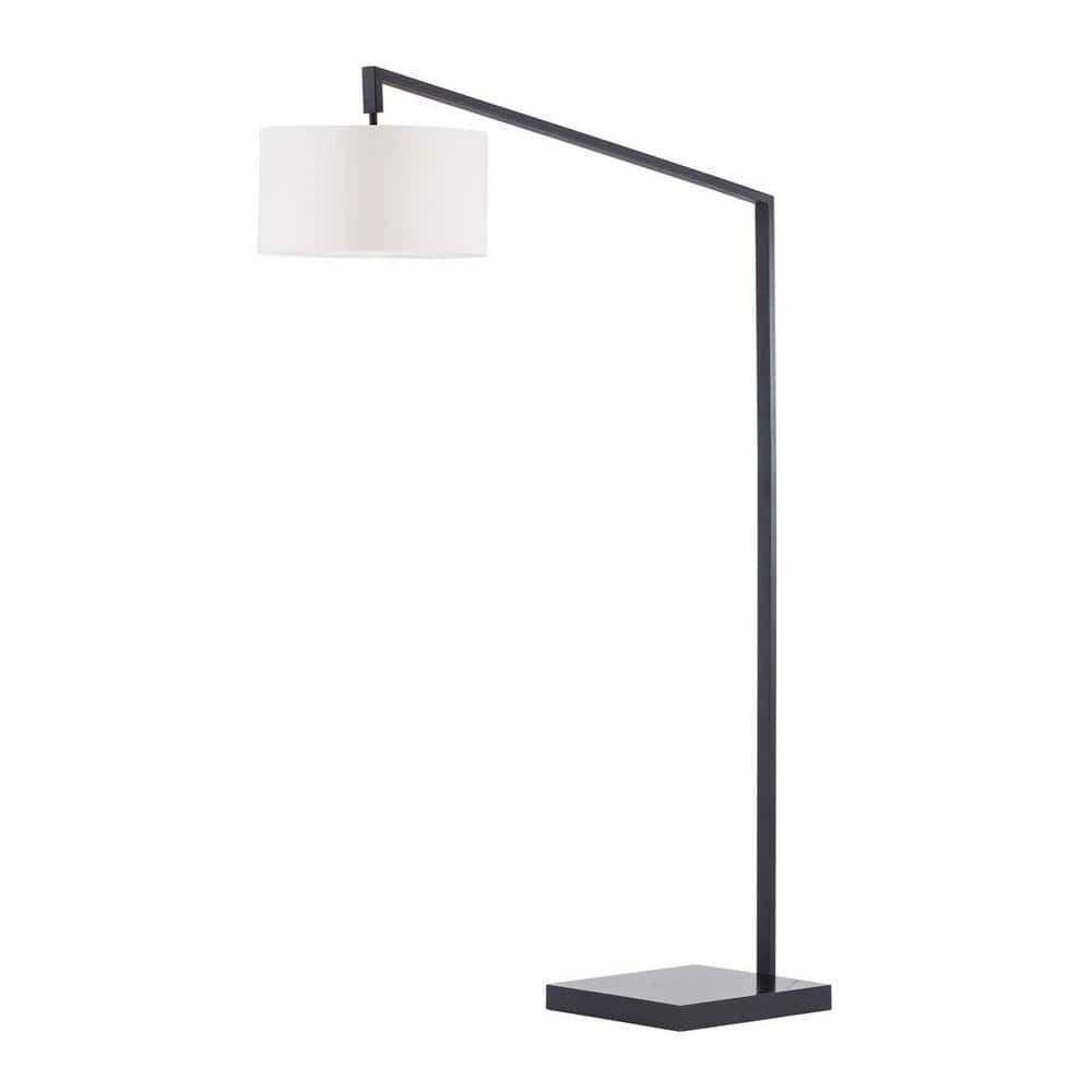 Matte Black Arc Floor Lamp with Marble Base - 75" Height