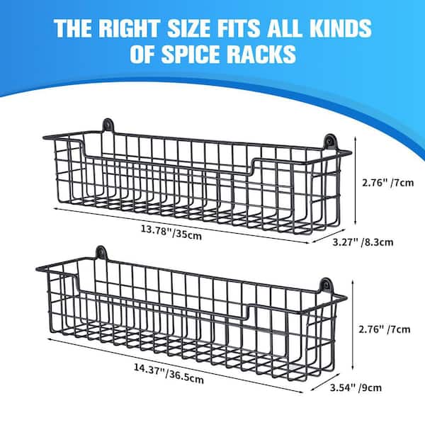 Spice Rack Organizer with Storage Shelf for Cabinet Door, Wall Spice Rack, Spice Organization and Kitchen, Black(2-Pack)
