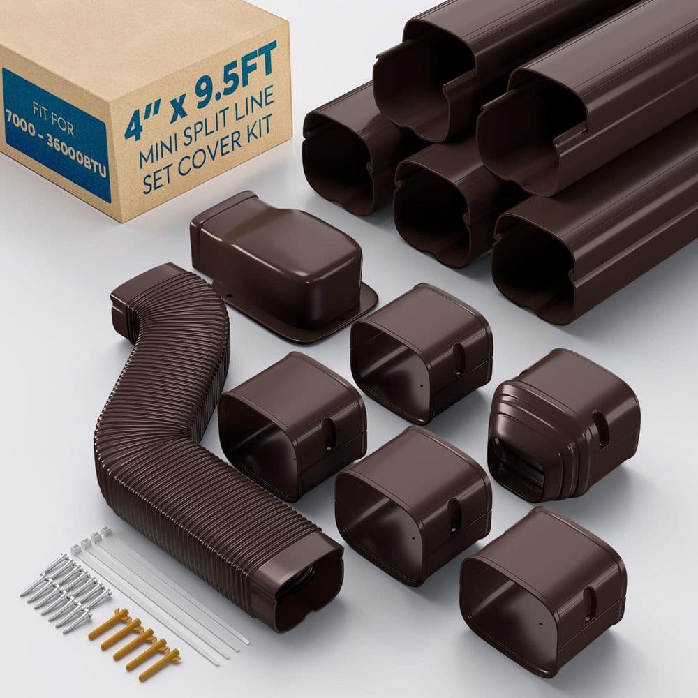 4 in. x 9.5 ft. Mini Split Line Set Cover with Flexible Duct Paintable for Air Conditioner, HVAC and Heat Pumps in Brown price history on PriceWatchPro