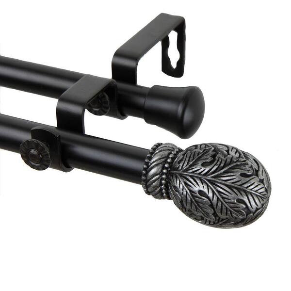 Rod Desyne 28 in. - 48 in. Forest Double Curtain Rod in Black