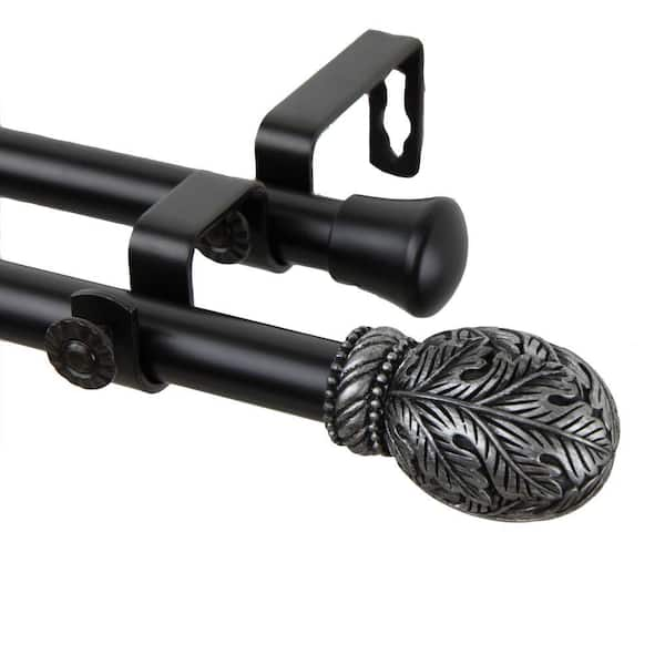 Rod Desyne 48 in. - 84 in. Forest Double Curtain Rod in Black