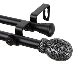 120 in. - 170 in. Forest Double Curtain Rod in Black