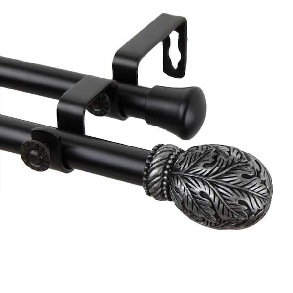Rod Desyne 120 in. - 170 in. Forest Double Curtain Rod in Black