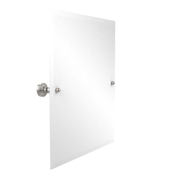 Allied Brass Waverly Place Collection 21 in. x 26 in. Frameless Rectangular Single Tilt Mirror with Beveled Edge in Satin Nickel