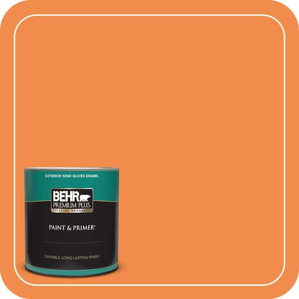 BEHR PREMIUM PLUS 1 qt. #250B-6 Poppy Glow Semi-Gloss Enamel Exterior Paint & Primer