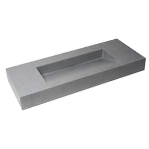 48 in . Rectangular Gray Concrete Vessel or Wall Mount Bathroom Sink