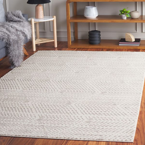 Revive 9 ft. x 12 ft. Ivory/Gray Geometric Chevron Area Rug