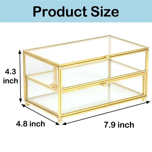 Vintage Collection Gold 7.9 in. x 4.3 in. Glass Decorative Storage