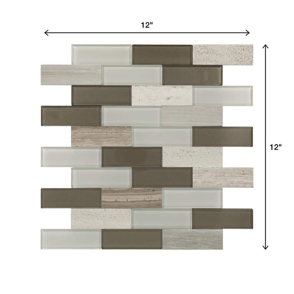 Chenille White Natural Stone and Glass Peel and Stick Mosaic Tile