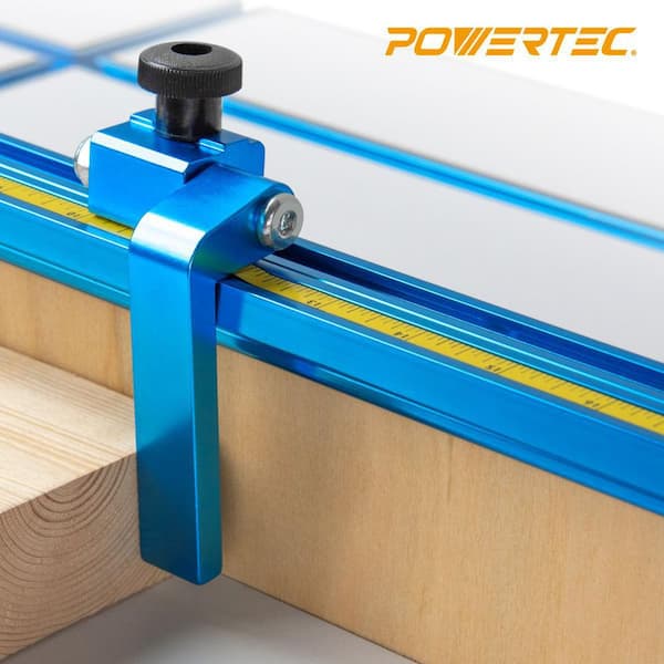POWERTEC-Double T-Track Fence Cap Kit, Aluminum, Right to Left Adhesive  Tape Measure