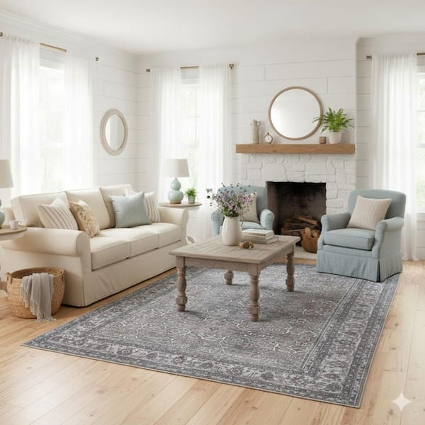Alaska Green/Gray 5 ft. x 8 ft. Medallion Area Rug