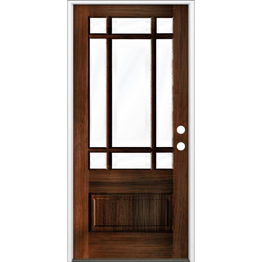 36 in. x 80 in. Craftsman Prairie 3/4 Lite Clear Glass Red Mahogany Stain Left-Hand/Inswing Hemlock Prehung Front Door price history on PriceWatchPro