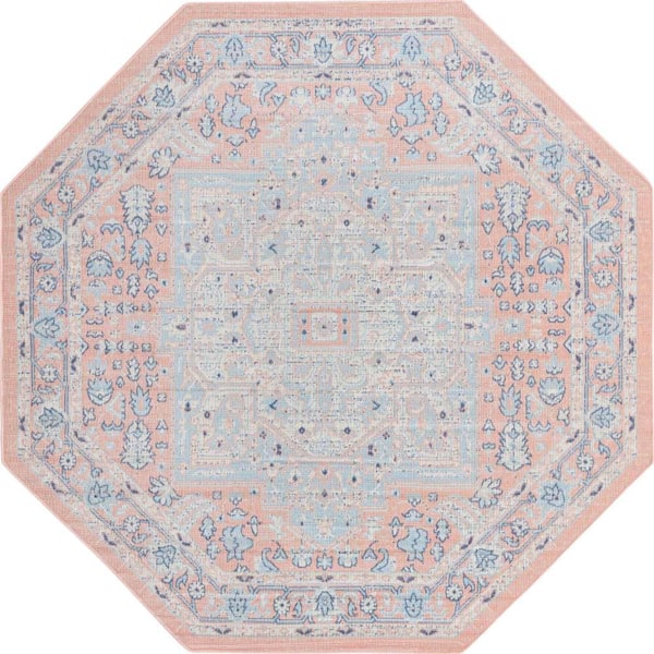 Unique Loom Whitney Milano Powder Pink 7 ft. 1 in. x 7 ft. 1 in. Area Rug