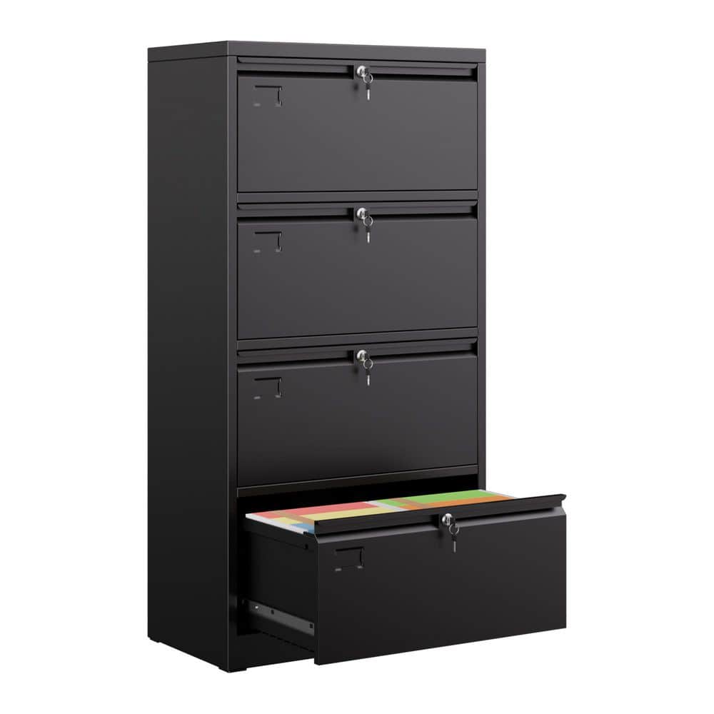 High Performance 29 in. W x 57 in. H x 16 in. D Lockable Metal Horizontal file cabinet with 4-Drawer in Black price history on PriceWatchPro