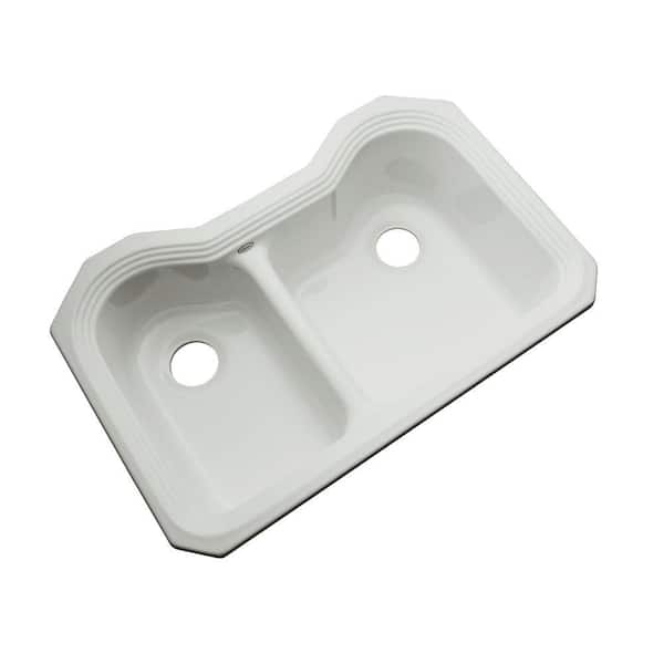 Thermocast Breckenridge Undermount Acrylic 33 in. Double Bowl Kitchen Sink in Sterling Silver