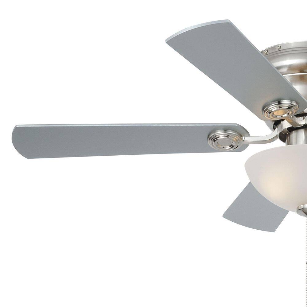 Satin Nickel 42" Ceiling Fan with Reversible Blades and LED Light