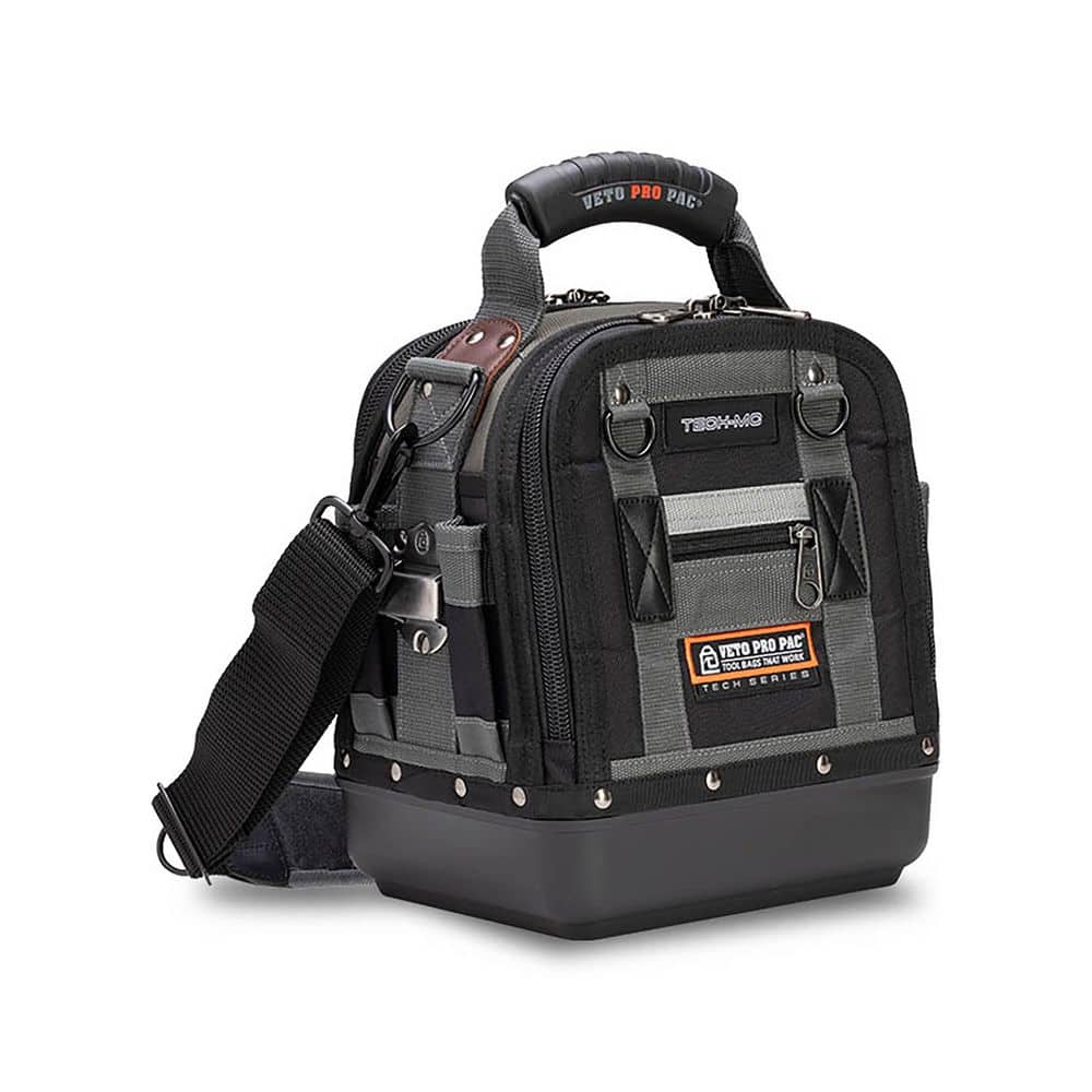Compact Ergonomic 38-Pocket Tech Tool Bag with Padded Shoulder Strap