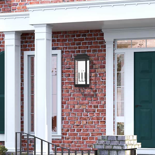 Stickland 28.5 in. 3-Light Black Outdoor Hardwired Wall Lantern Sconce with No Bulbs Included