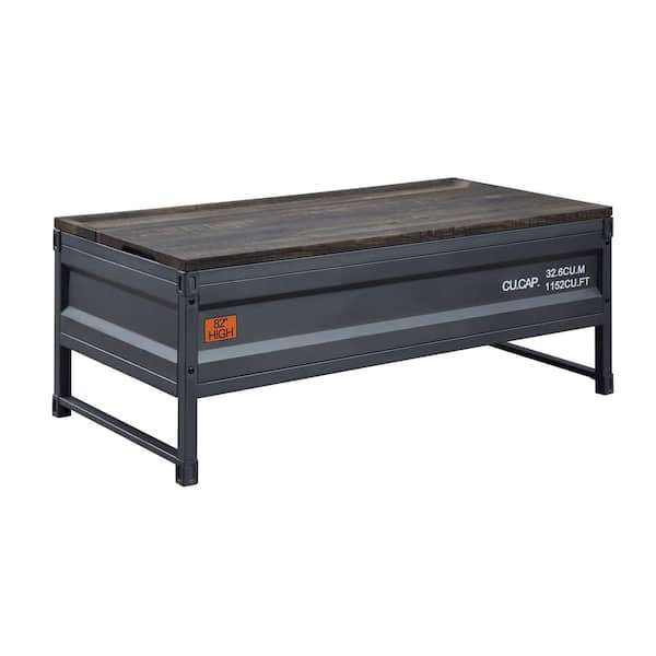 Acme Furniture Cargo 47 in. Weathered Oak and Gunmetal Rectangle Wood Coffee Table with Lift Top