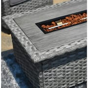 Irene Gray 5-Piece Wicker Patio Fire Pit Conversation Set with Gray Cushions