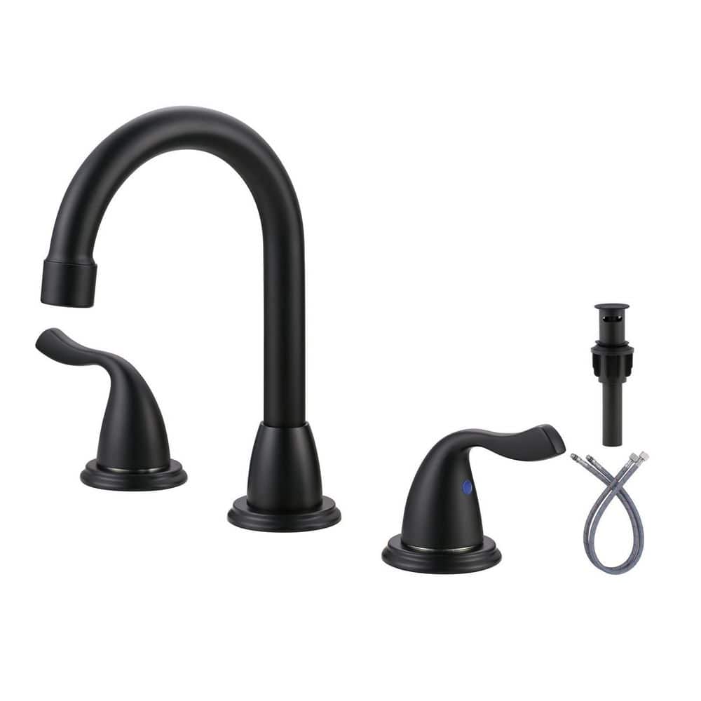 Matte Black 8-Inch Widespread Double Handle Bathroom Faucet