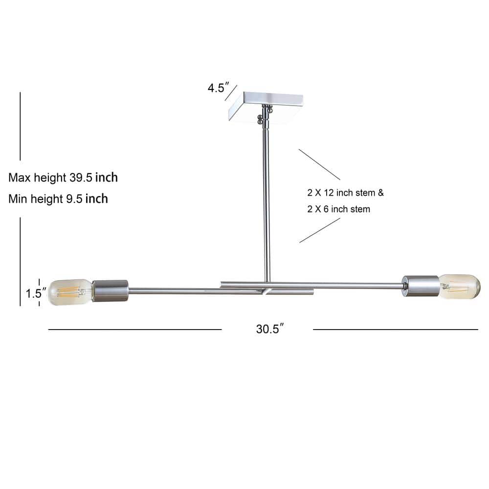 Turing 30.5" Adjustable Chrome LED Linear Pendant