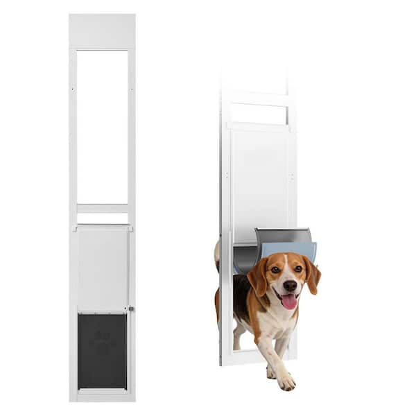 16.25 in H x 10.25 in W Adjustable Sliding Glass Dog Door, Aluminum Frame 75 7/8in. to 80 11/16in. Height Pet Doors