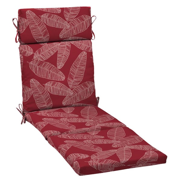 ARDEN 21 in. x 72. in Outdoor Chaise Lounge Cushion in Red Leaf Palm