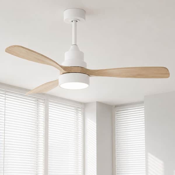 48 in. Integrated LED Indoor Downrod Mount Oak Standard Ceiling Fan with Dimmable Light and Remote 6-Speed