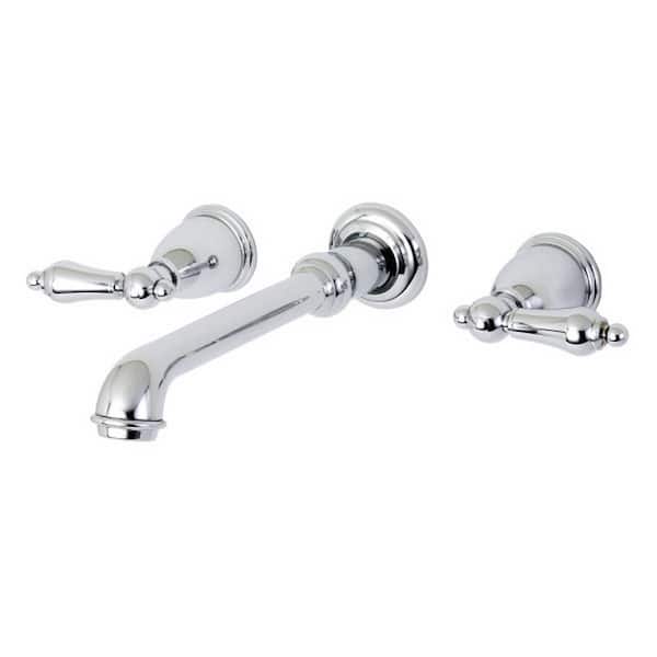 Kingston Brass English Country 2-Handle Wall-Mount Vessel Bathroom Faucet in Polished Chrome
