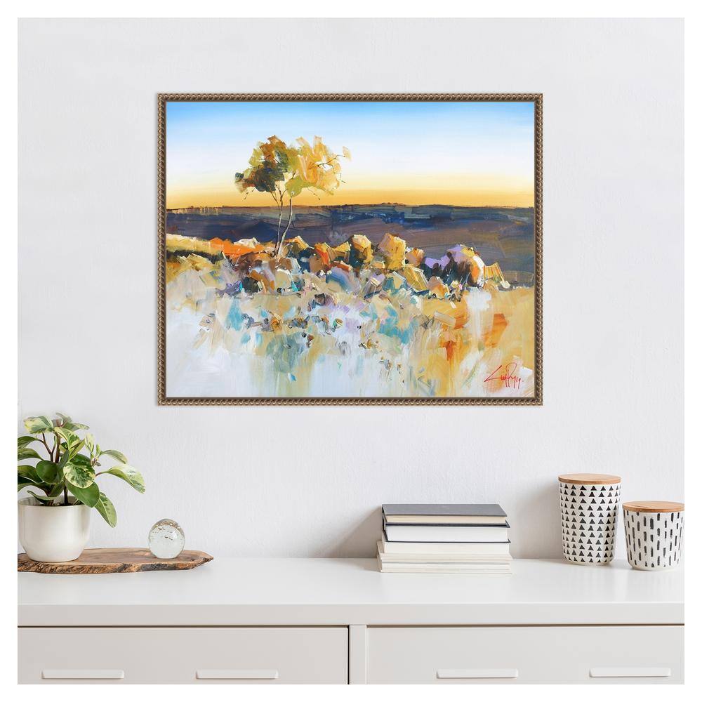 Silverton View Trees Abstract Landscape Canvas with Bronze Frame
