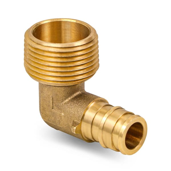 PLUMBFLEX 5/8 in. x 3/4 in. PEX A x MIP Expansion Pex Elbow, Lead Free Brass 90-Degree for Use in Pex A-Tubing